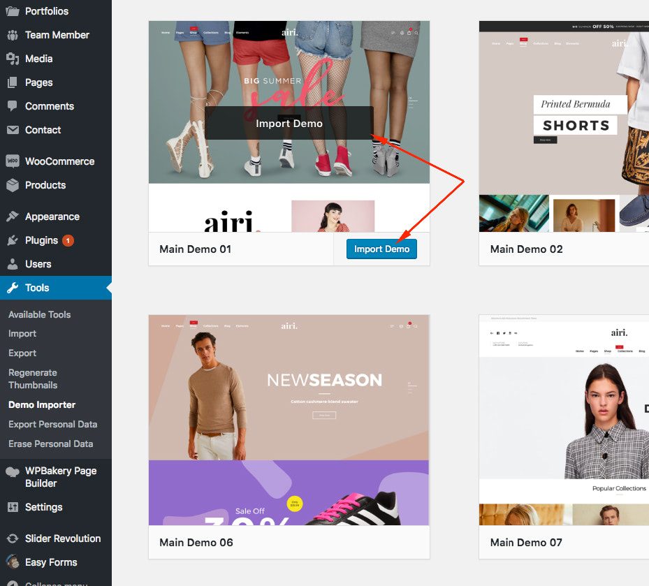 Import Demo Content in One Click02