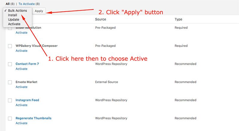 active all required plugins