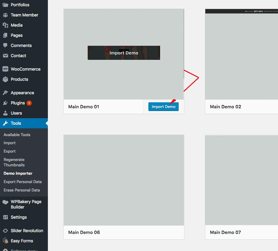 Import Demo Content in One Click02