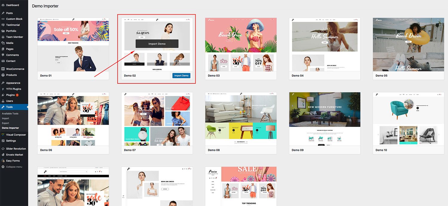 Import Demo Content in One Click02
